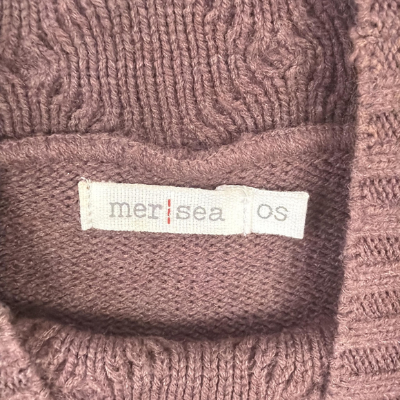 Mer Sea Sweater One Size Lisbon Traveler Purple Lattice Knit Boxy Coastal - Picture 4 of 9